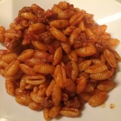 Pasta with sausage ragu A picture of Pasta with sausage ragu.