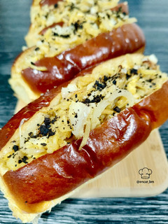 Una foto de Brioche de bacalao a bras