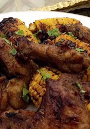 A picture of Blackened Cajun chicken & corn.