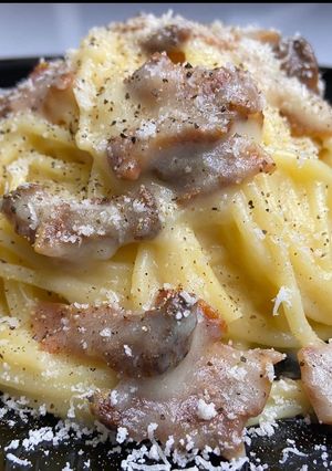 Foto di Spaghetti con crema di patate e guanciale