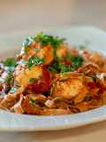Tagliatelle di Farro con Capesante e Pomodoro