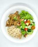 Giảm cân - eat clean - d4: Nấm đùi gà kho tiêu + Salad hoa quả (257calo)