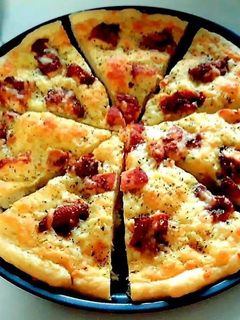 รูปของ 🍕พิซซ่าไก่บาร์บีคิวซอสเนยกระเทียม homemad pizza/homemade barbecue chicken pizza butter garlic sauce