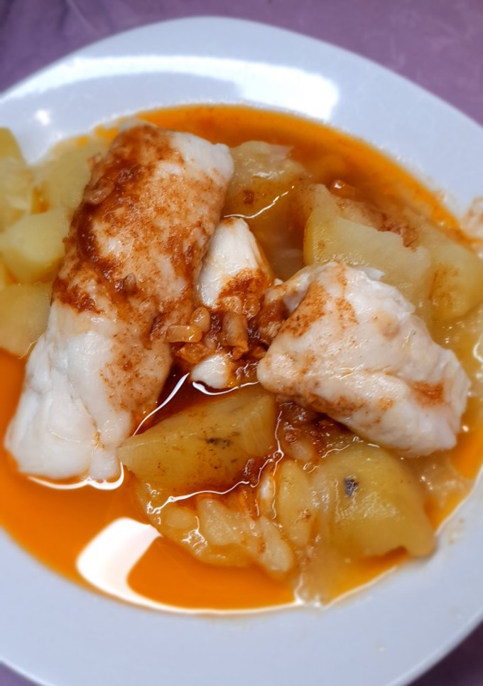 Una foto de Merluza a la Gallega