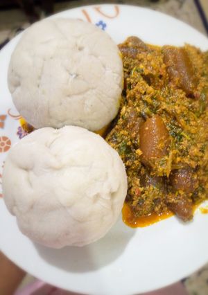 A picture of Pounded yam with Egusi soup🍛🍛🍛.