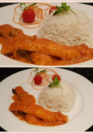 A picture of THAI SALMON FISH CURRY.. with Coconut Rice.