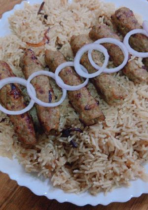 A picture of Seekh kabab pulao |kokabncookpad (Eid special).