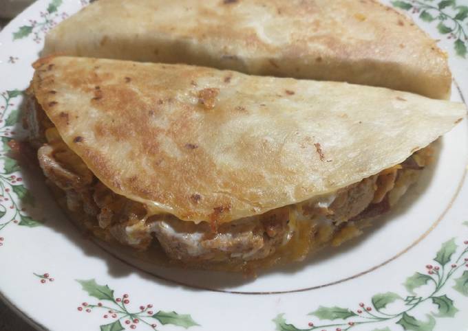 Simple Way to Prepare Perfect Fried Fajita Chicken and Bacon Quesadillas