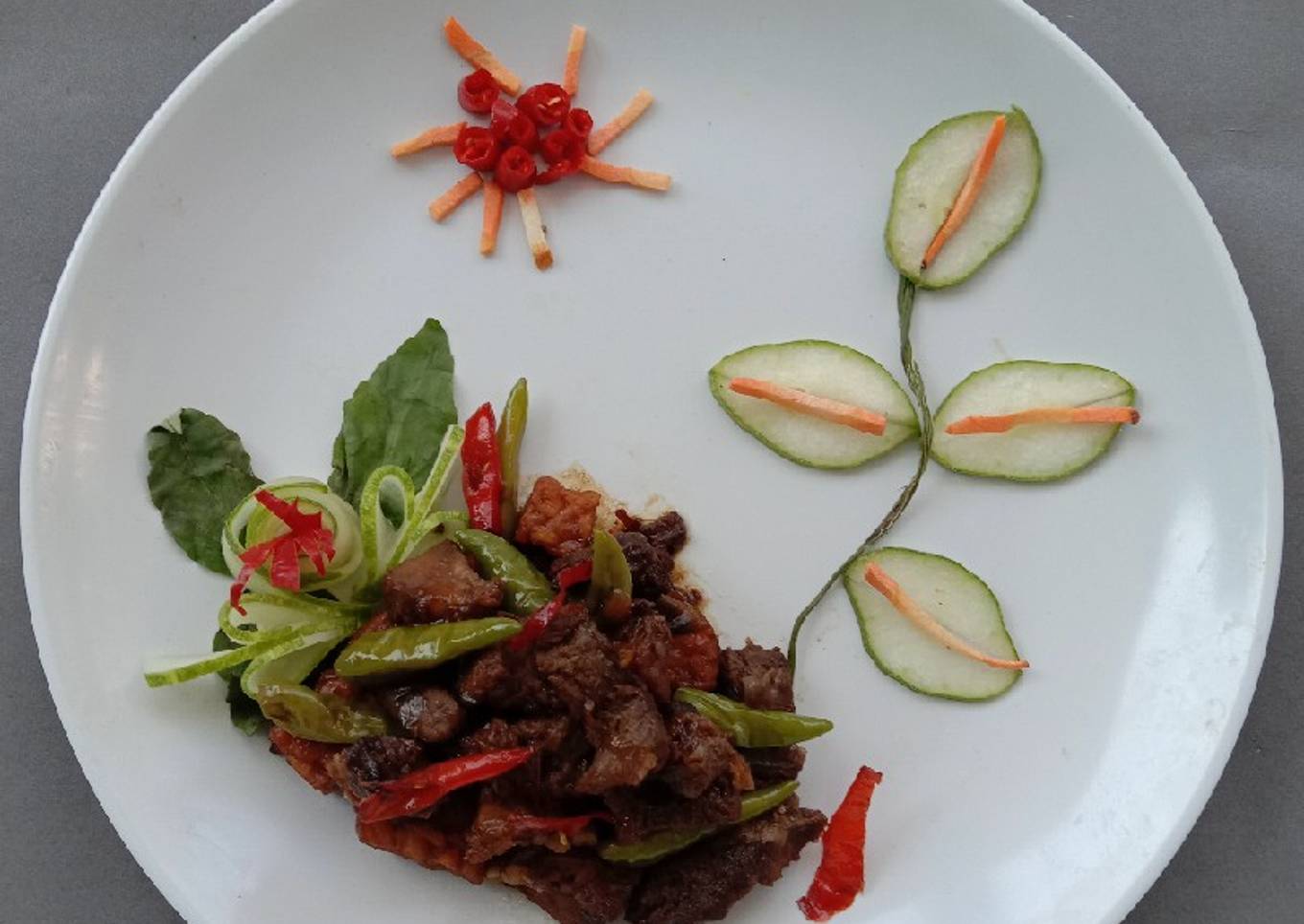 Oseng Lidah Sapi Tempe Cabe Ijo