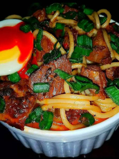 A picture of Mike's Prime Rib Yakamein Soup.