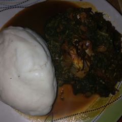 A picture of Pounded yam with efo riro.