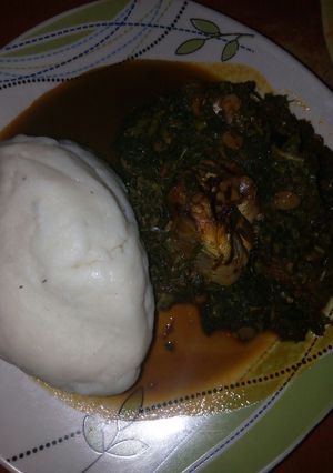 A picture of Pounded yam with efo riro.
