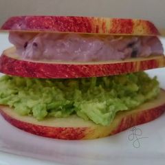 A picture of Apple Sandwich With Avocado And Blueberry Cream Cheese.