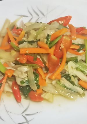 Foto resep Tumis jamur tiram wortel caisim