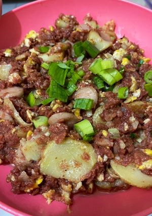 Foto resep Tumis kornet telur kentang sosis