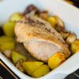 Magret de canard rôti aux pommes de terre et shiitakés