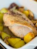 Magret de canard rôti aux pommes de terre et shiitakés