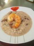 Risotto de hongos y gambas