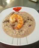 Risotto de hongos y gambas
