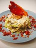 Vegetable Risotto with Manchego Cheese and Crispy Ham