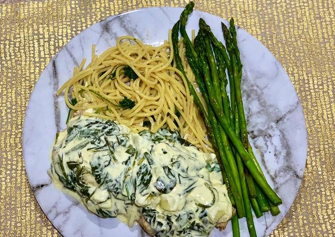 Pollo en crema con espinacas Receta de Karen☀️- Cookpad