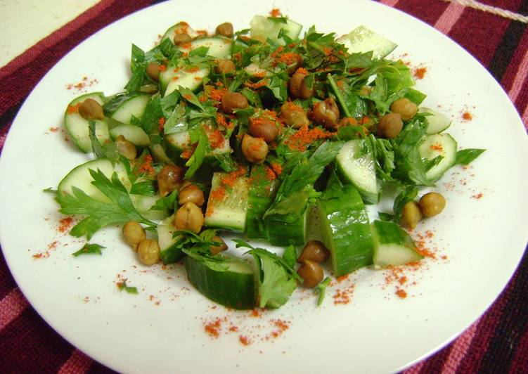 Step-by-Step Guide to Make Homemade Cucumber Salad with Chickpeas & Parsley