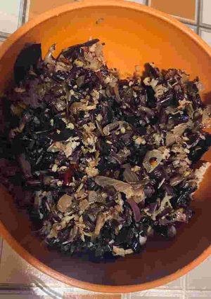A picture of Banana blossom(vazhaipoo poriyal) fry.