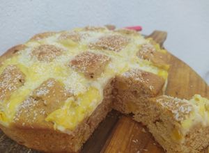 Una foto de Torta matera. Mi versión: integral y durazno 🍑