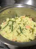 Risotto con espárragos y camarones