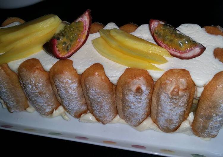 Recette: Buche façon tiramisu fruits exotiques