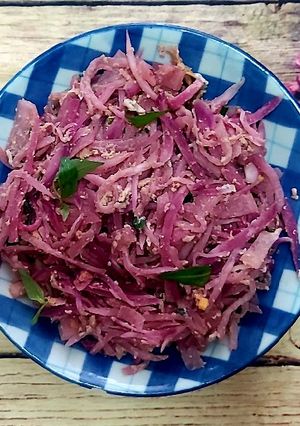 Hình của món Củ cải đỏ xào trứng.