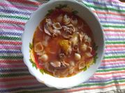 Una foto de sopa de mollejas de pollo
