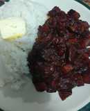 Bistec con papa en mole