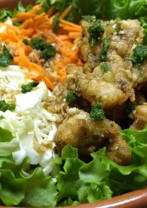 Una foto de Ensalada de pollo con semillas de sésamo
