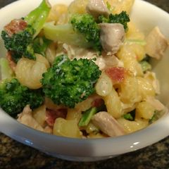 Grandma Kathy's broccoli-bacon pasta A picture of Grandma Kathy's broccoli-bacon pasta.