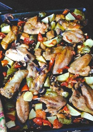 عکسی از دستور سینی مرغ و سبزیجات