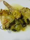 Conejo con verduras pochadas