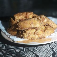 A picture of Mashed potatoes and egg.