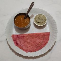 Beetroot dosa A picture of Beetroot dosa.
