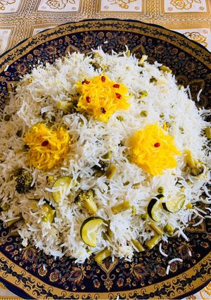 عکسی از دستور پلو با سبزيجات سبز ! 🥒🥦🥗