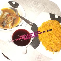 Jollof rice & Fish pepper soup, Zobo drink A picture of Jollof rice & Fish pepper soup, Zobo drink.