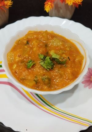 A picture of Kaddu ka bharta (Pumpkin subji).