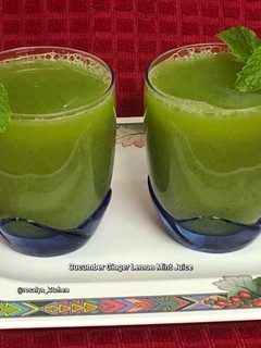 A picture of Cucumber Ginger Lemon Mint Juice.