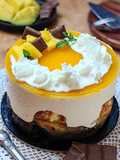 Brownies Burnt Basque Cheesecake dengan Mango Mousse