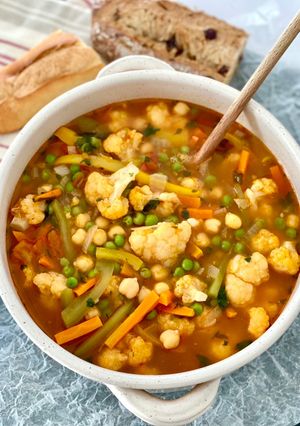 A picture of Vegetable and Chickpea Soup.