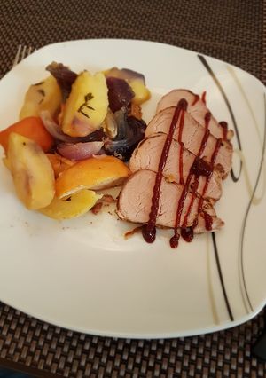 Sertésszűz sült almával recept fotója