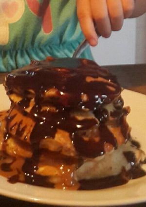 Una foto de Panqueques rellenos de dulce de leche