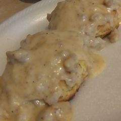 A picture of Italian-Seasoned Biscuits and Gravy.