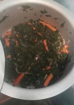 A picture of Fried carrots kales.