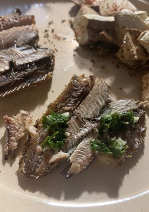 Una foto de Sardinas en airfryer con pesto 🌿🐟